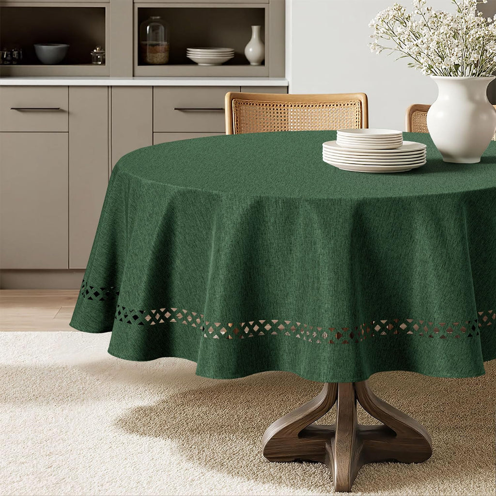 MIULEE Beige Rectangle Tablecloth with Decorative Cutouts 52x70 Inch