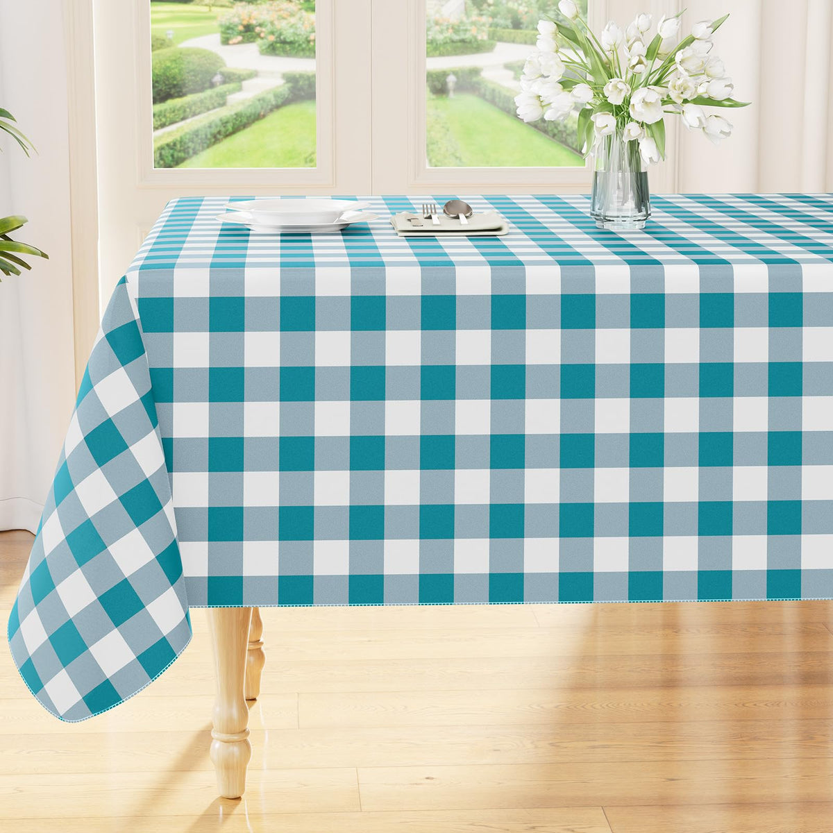 Smiry Picnic Table Cloth, Vinyl Tablecloths with Flannel Backing, 60"x84"