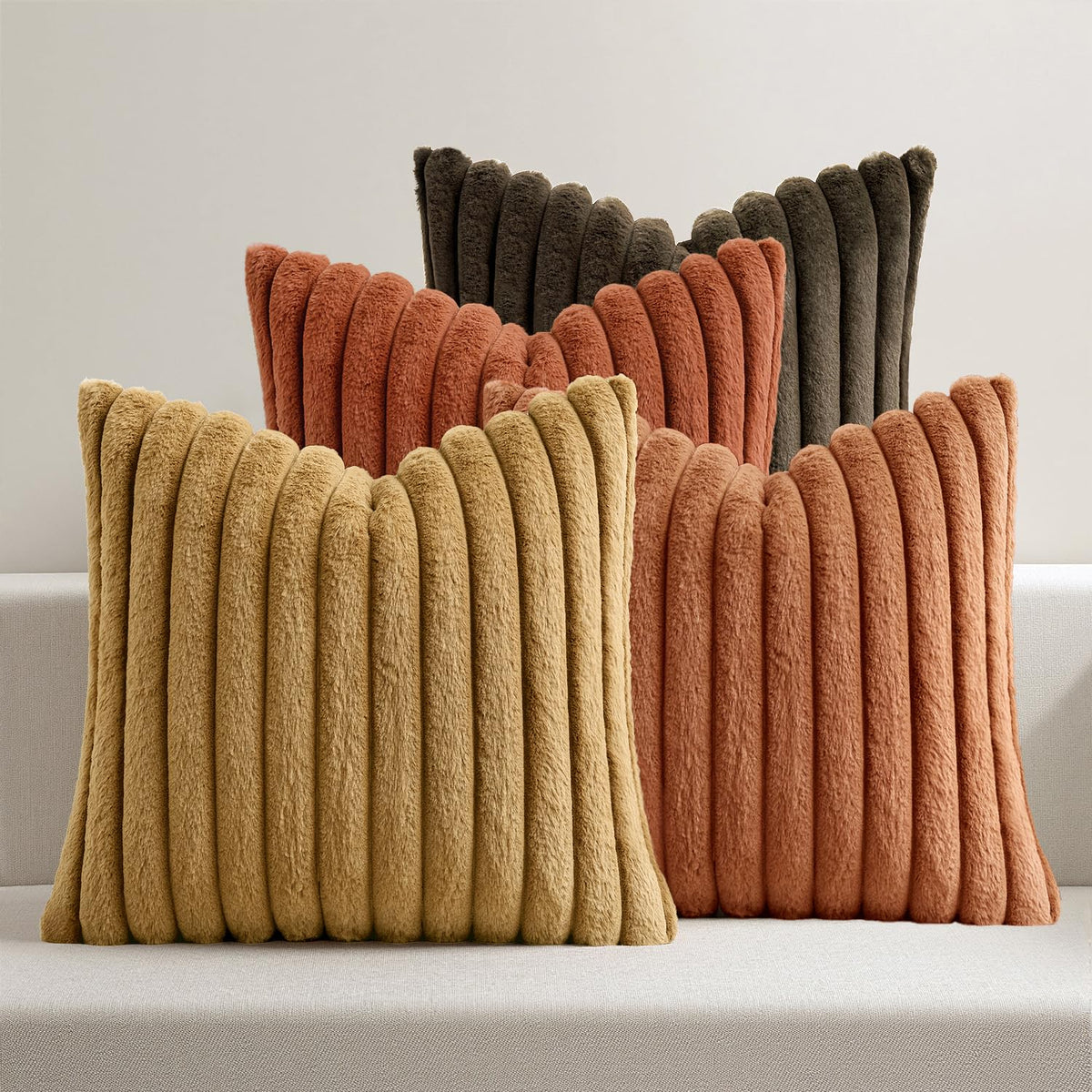 MIULEE Faux Fur Plush Decorative Throw Pillow Covers 18x18, Navy Blue