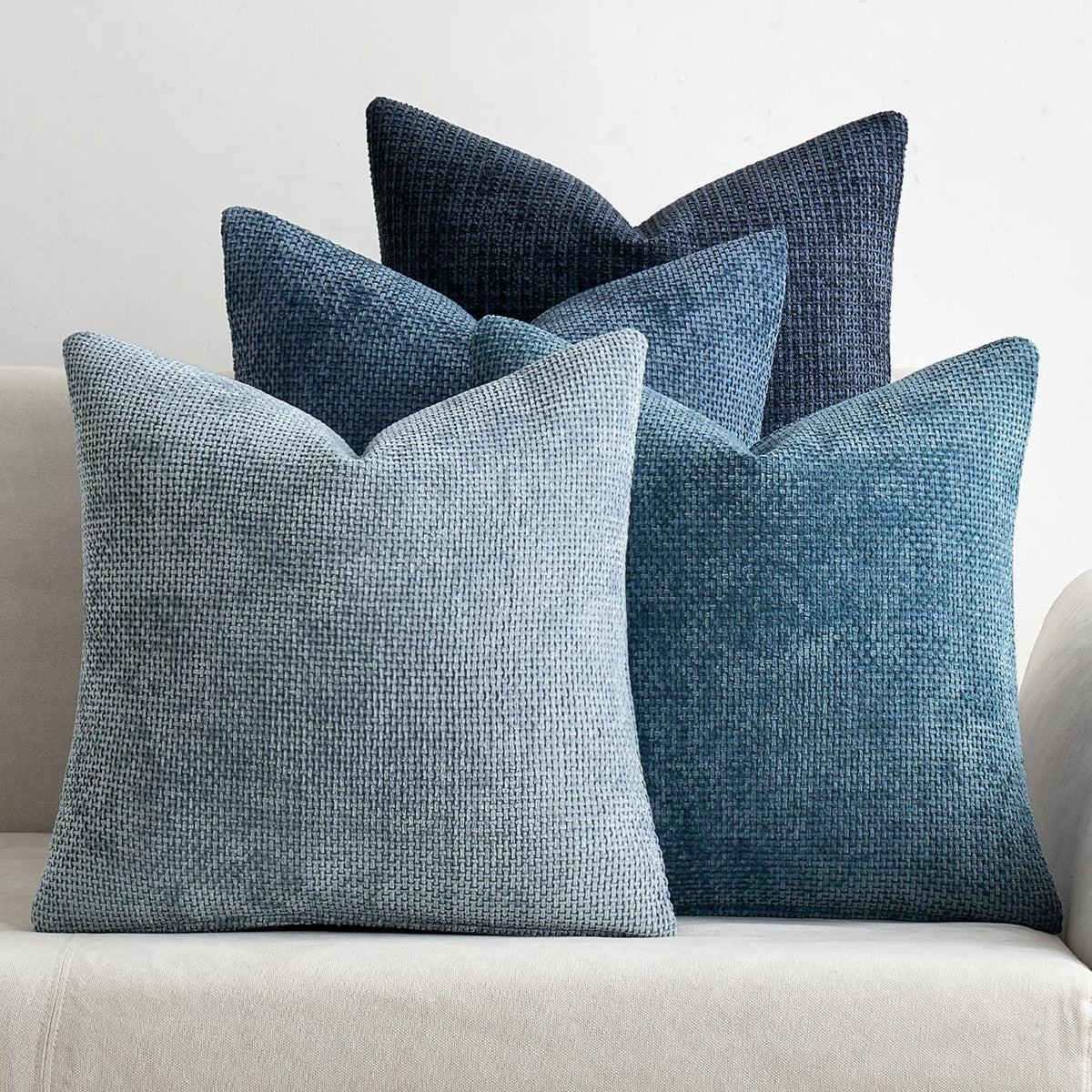 MIULEE Soft Decorative Chenille Pillow Covers Neutral 18x18 Pack of 4