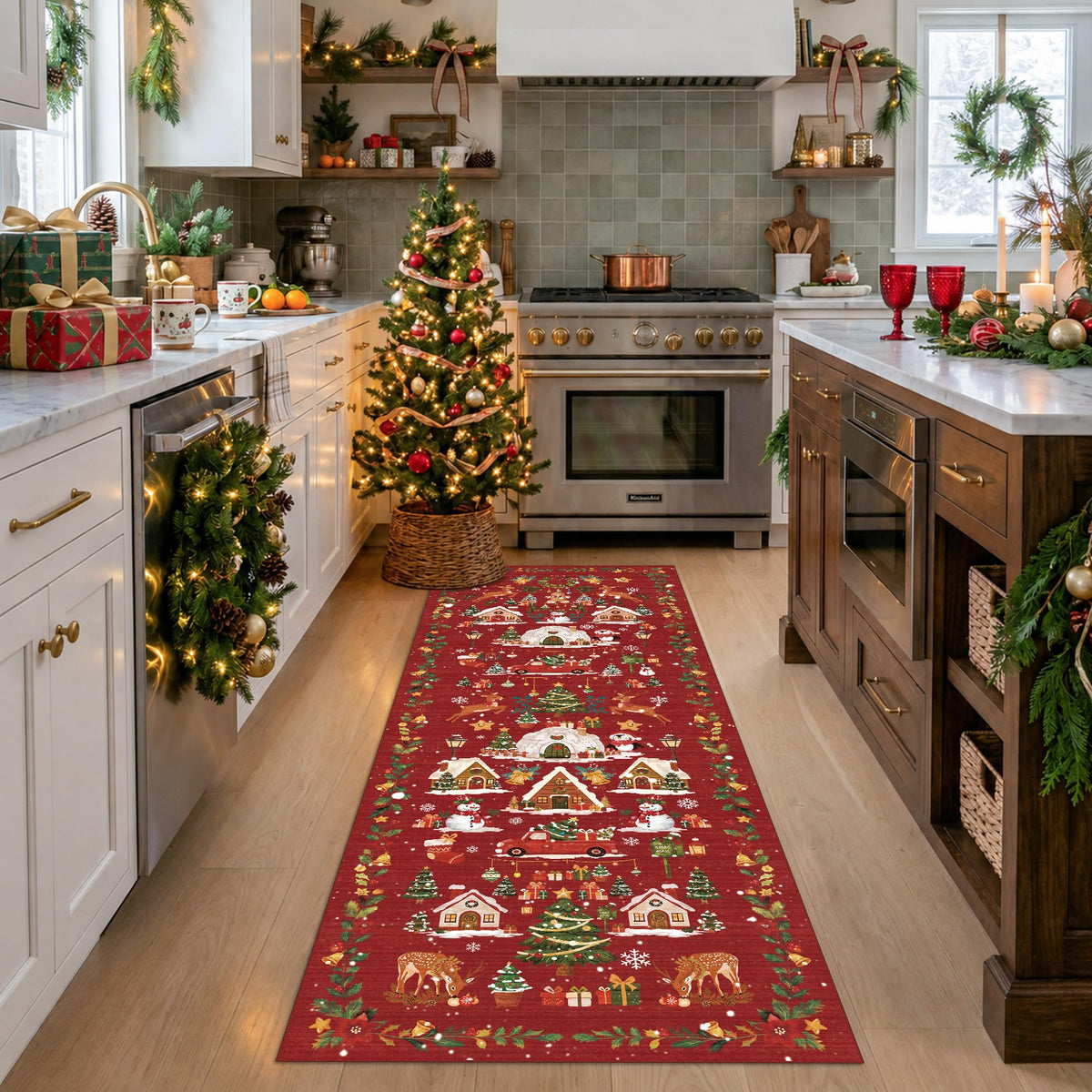 Hallway Washable Runner Rug - 2x10 Kitchen Rugs Entryway Rug Runner Vintage Soft Floor Mat Non Slip Indoor Farmhouse Carpet for Bathroom Living Room Bedroom (2 X 10, Beige)