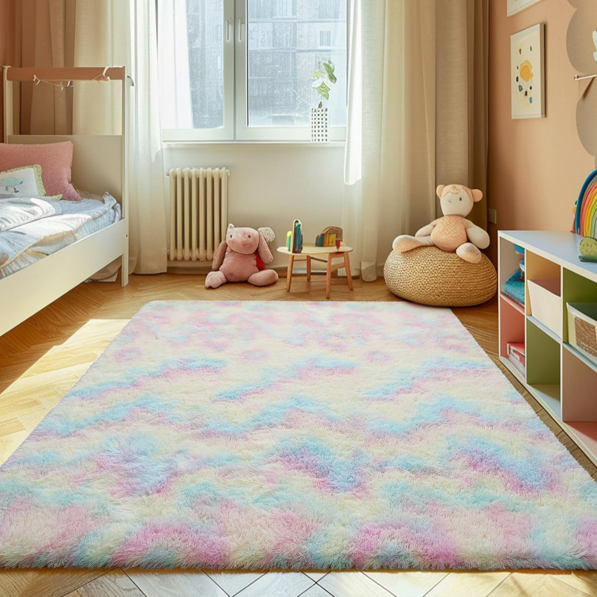 6x9 Black Fluffy Area Rug for Living Room,Large Shag Area Rugs for Bedroom