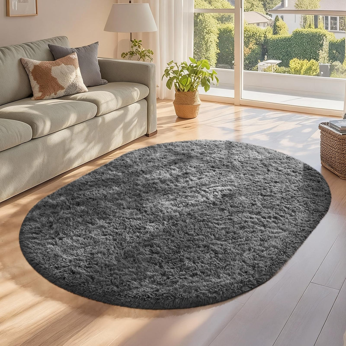 Ophanie Area Rugs for Living Room Bedroom, Washable Non-Slip Fluffy Soft Grey Shag Carpet, Indoor Floor Gray 4x6 Fuzzy Shaggy Living Room Plush Rug for Kids Home Dorm Decor Aesthetic