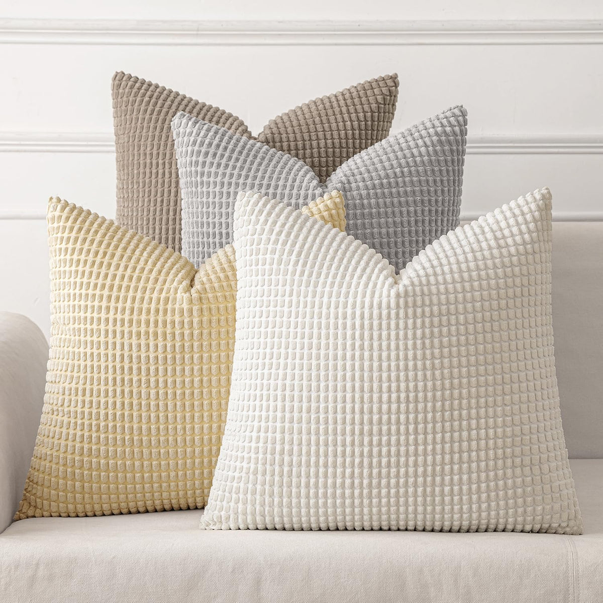MIULEE Decorative Throw Pillow Covers 18x18 Inch Set of 4 Coastal Blue