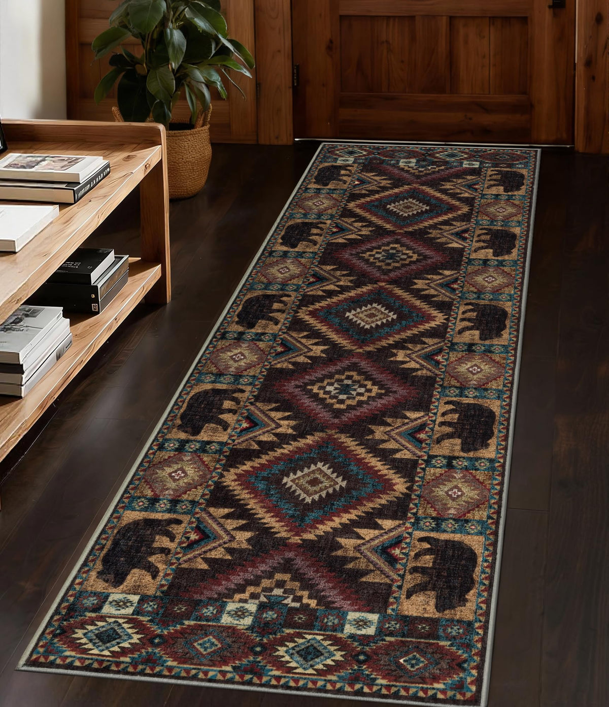 YIHOUSE Washable Rustic Cabin Area Rugs 5x7 Brown