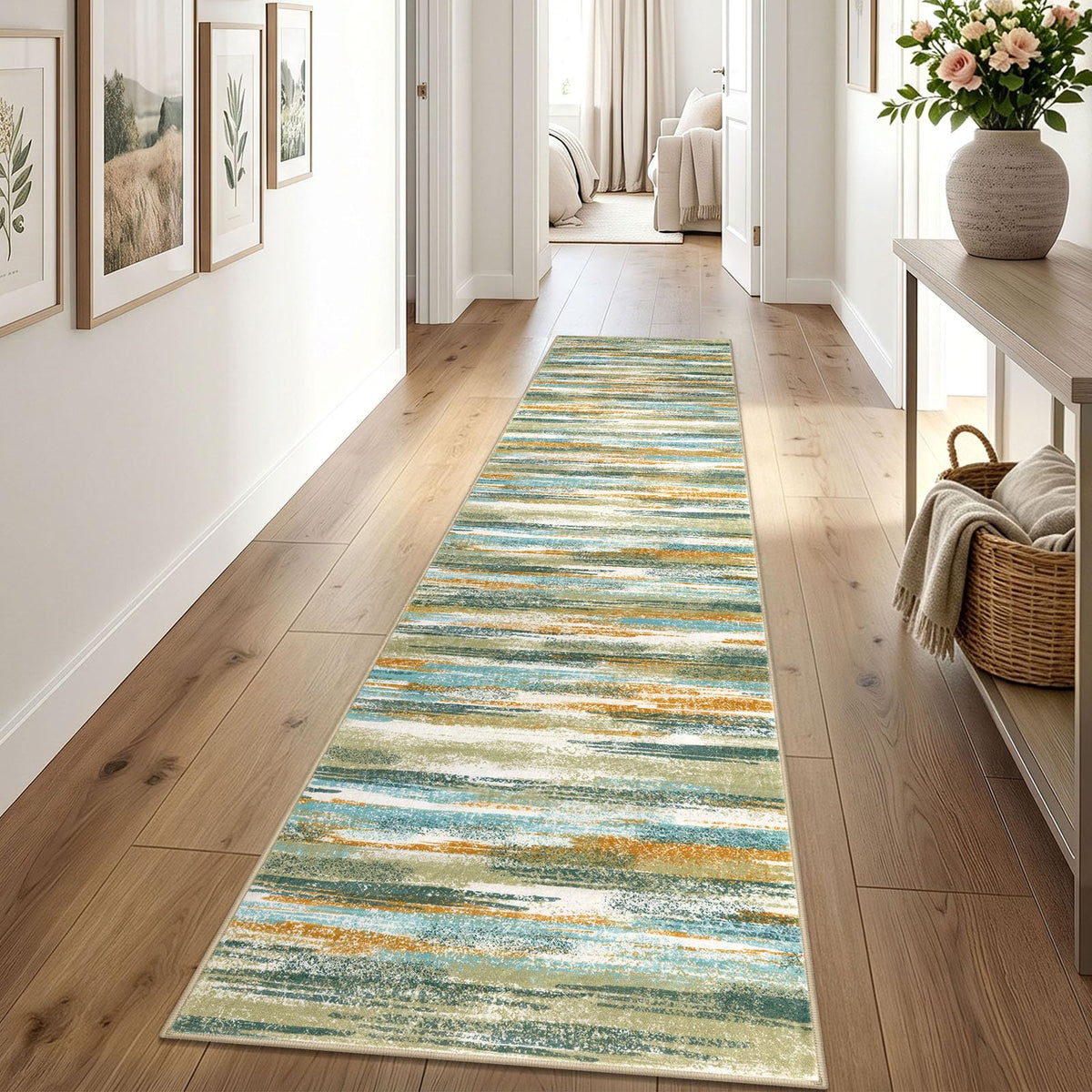Lansny Abstract 2x3 Area Rug Small Washable Entryway Rug Non Slip Door Mat