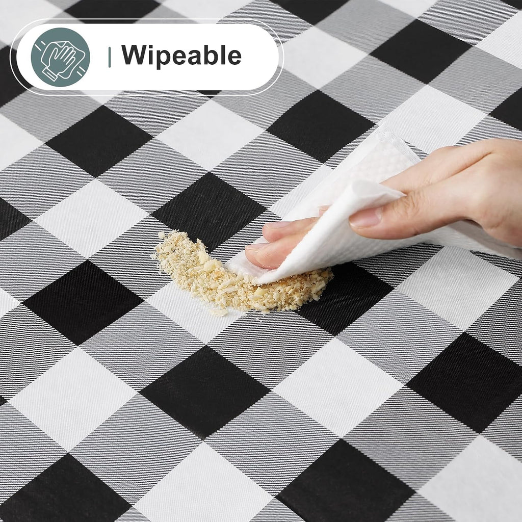 misaya Rectangular Waterproof Vinyl Table Cloth, Flannel Backed Tablecloth