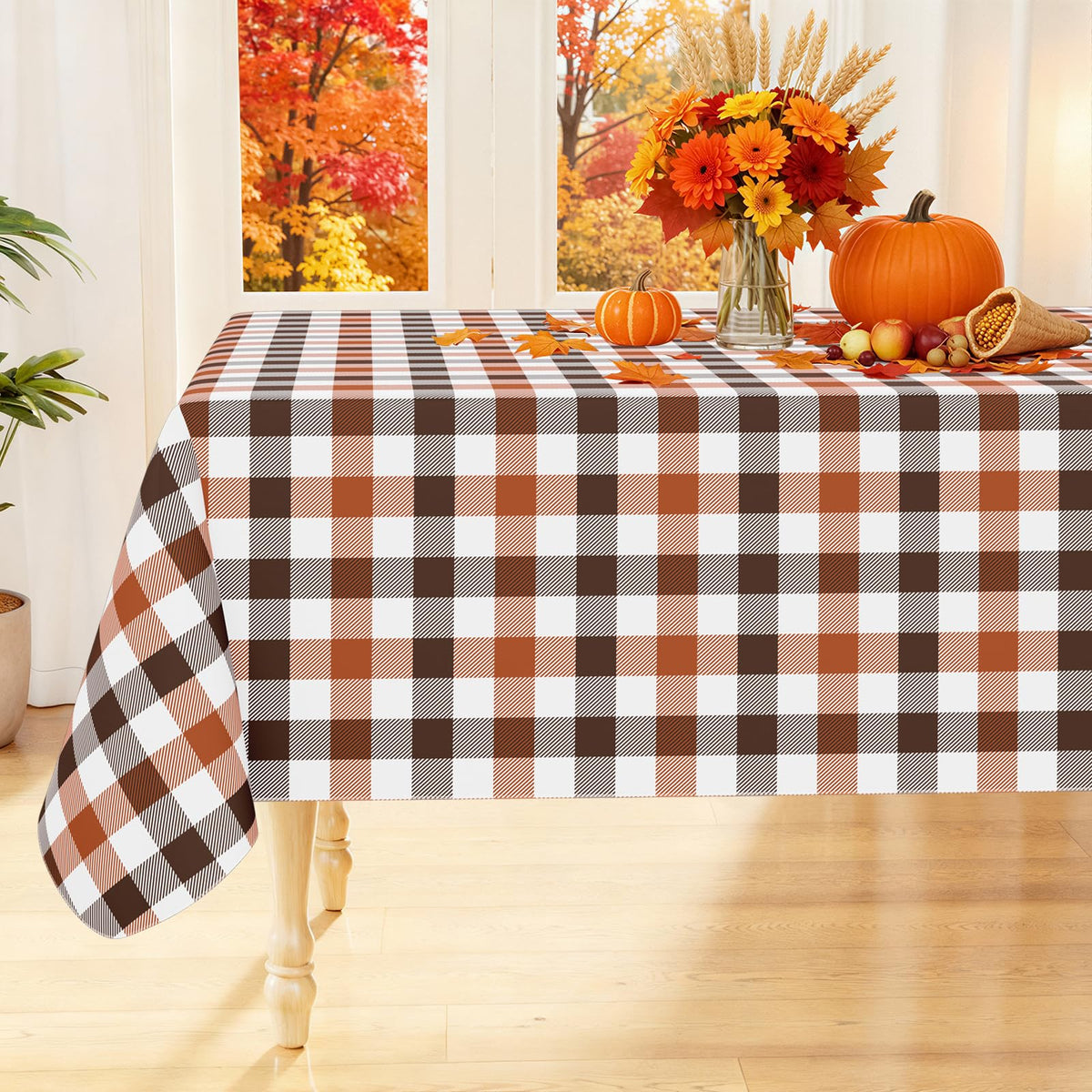 Smiry Picnic Table Cloth, Vinyl Tablecloths with Flannel Backing, 60"x84"