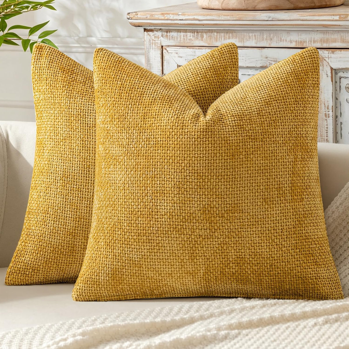 MIULEE Decorative Couch Throw Pillow Covers 18x18 Inch Coastal Blue 2 Pack