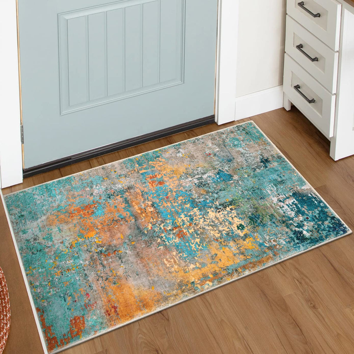Lahome Modern Abstract Washable 5x7 Area Rugs for Living Room, Colorful Soft Bedroom Rug Low Pile Non Slip,Stain Resistance Dining Room Carpet for Nursery Office Entrance Home Office Decor
