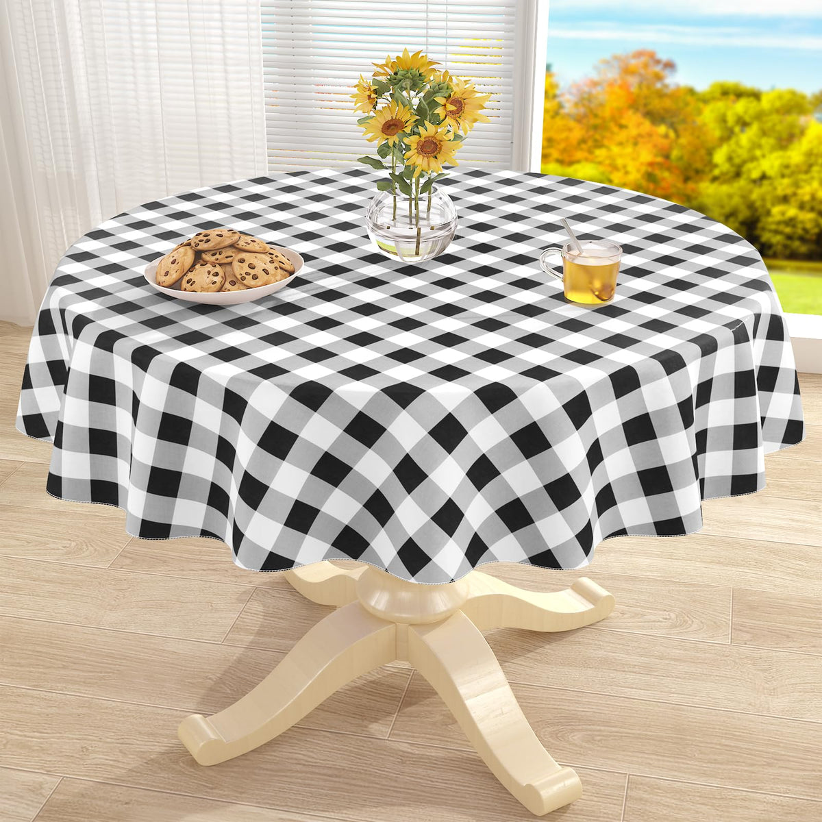 misaya Rectangular Waterproof Vinyl Table Cloth, Flannel Backed Tablecloth