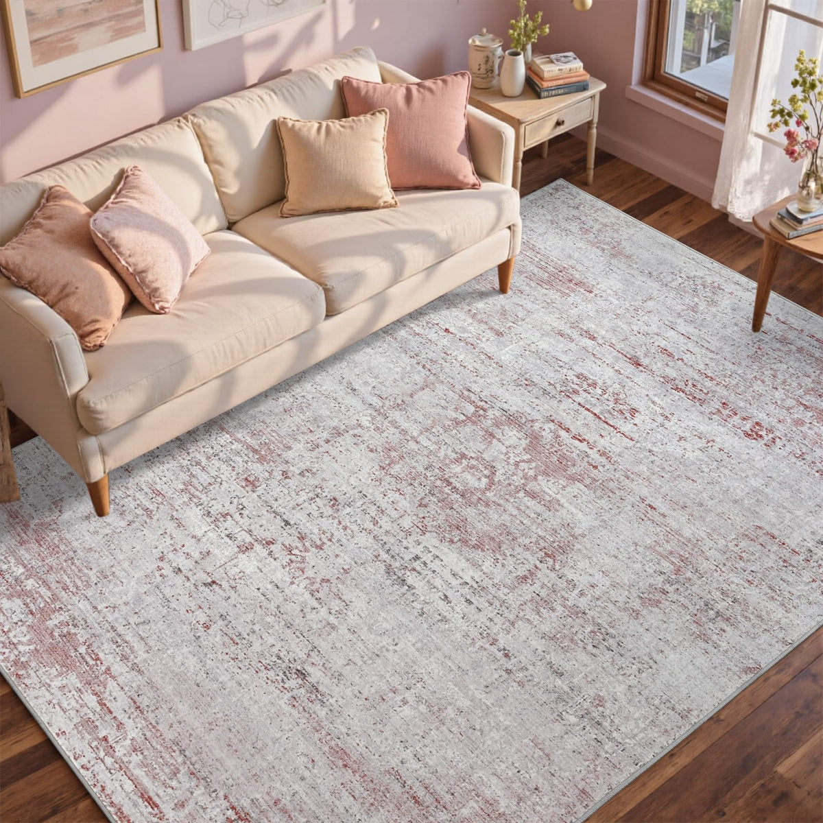 6x9 Ft Large Area Rugs for Living Room, Soft Non-Slip Washable Rugs Modern Abstract Pattern Carpet for Bedroom Indoor Floor Nursery Home Decor (Blue)