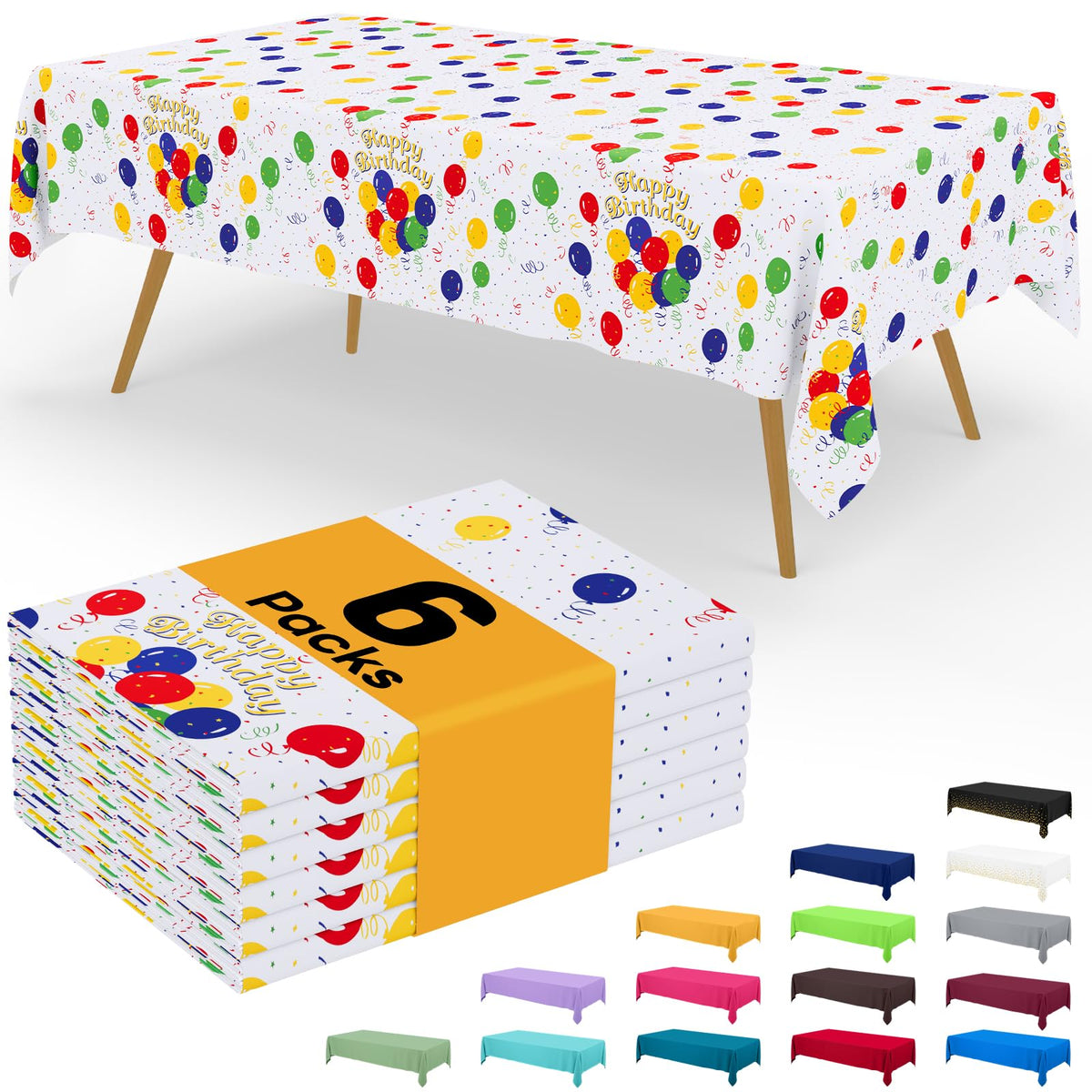 Smiry Disposable Table Cloth - 6 Pack, 54 x 108 Inch Waterproof Rectangle Tablecloths for Parties, Decorative Plastic Table Cover, Leakproof & Sturdy, White