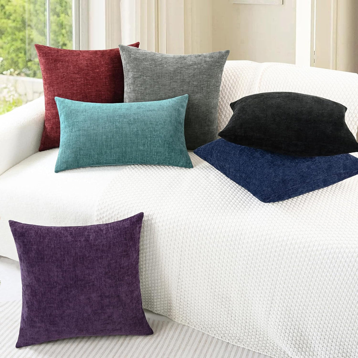 CaliTime Decorative Couch Throw Pillow Covers 18 X 18 Inches Medium Grey