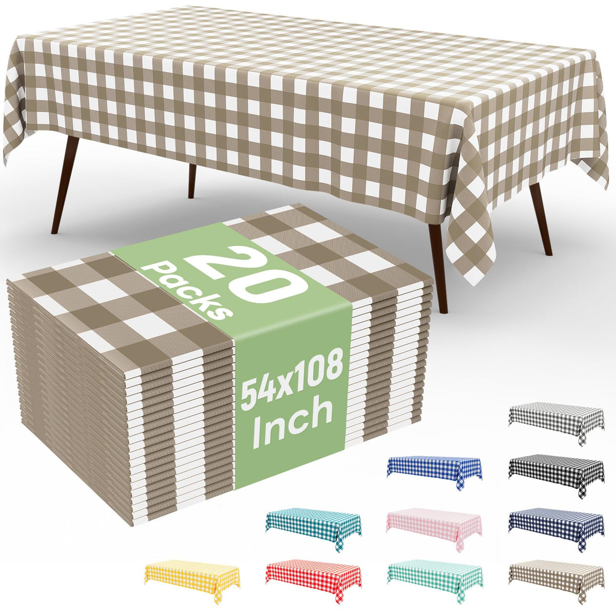 misaya 4 Packs Buffalo Disposable Table Cloth, 54 x 108 Inch Waterproof Plastic Tablecloth, Rectangle Red and White Checkered Table Covers for Picnic, Birthday, Party, Back to School