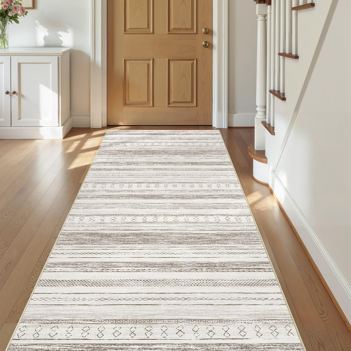 Tortania Area Rug Living Room Rugs - 5x7 Washable Large Soft Neutral Boho Moroccan Bohemian Farmhouse Rug Indoor Floor Carpet for Bedroom Under Dining Table Home Office Decor - Cream Brown