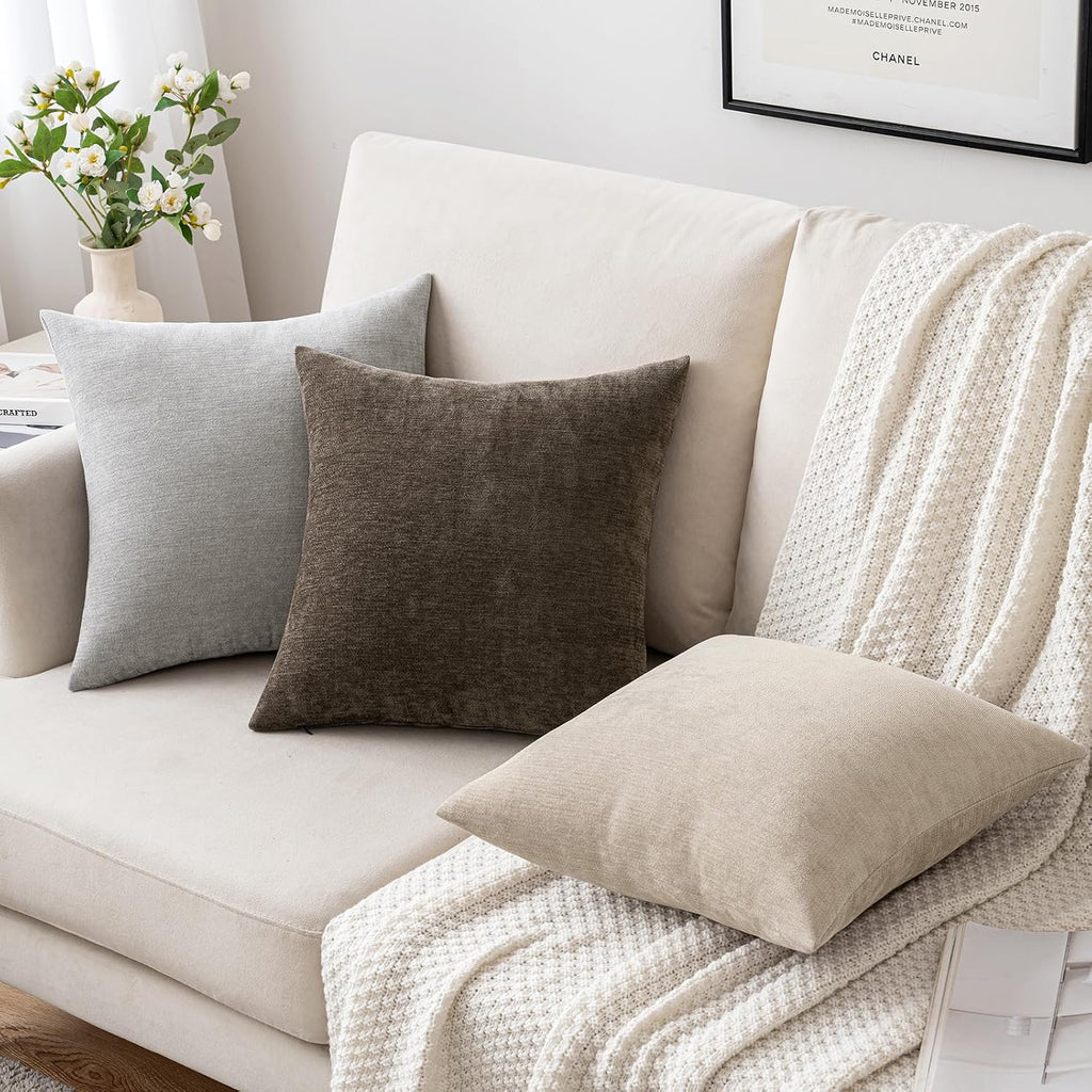 MIULEE Pack of 2 Beige Decorative Pillow Covers 18x18 Inch