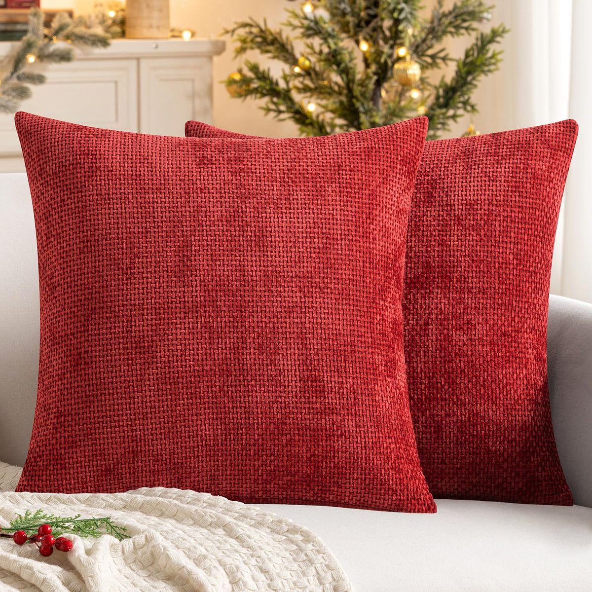 MIULEE Decorative Couch Throw Pillow Covers 18x18 Inch Coastal Blue 2 Pack