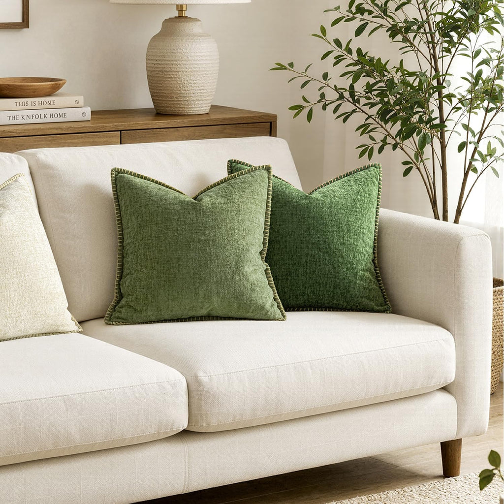 MIULEE Decorative Couch Throw Pillow Covers 18x18 Inch Sage Green 2 Pack