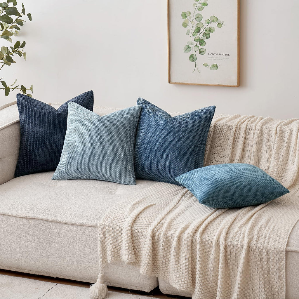 MIULEE Decorative Couch Throw Pillow Covers 18x18 Inch Coastal Blue 2 Pack