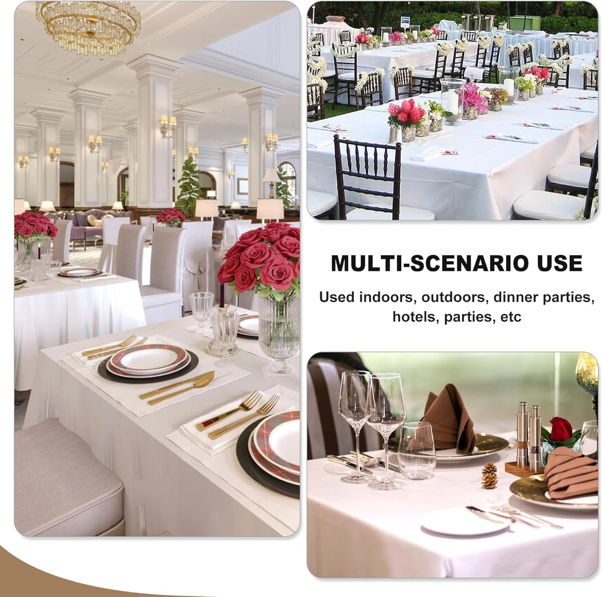 Fitable 6 Pack White Table Cloths 70x120 Inch for 6-8 Ft Rectangle Tables