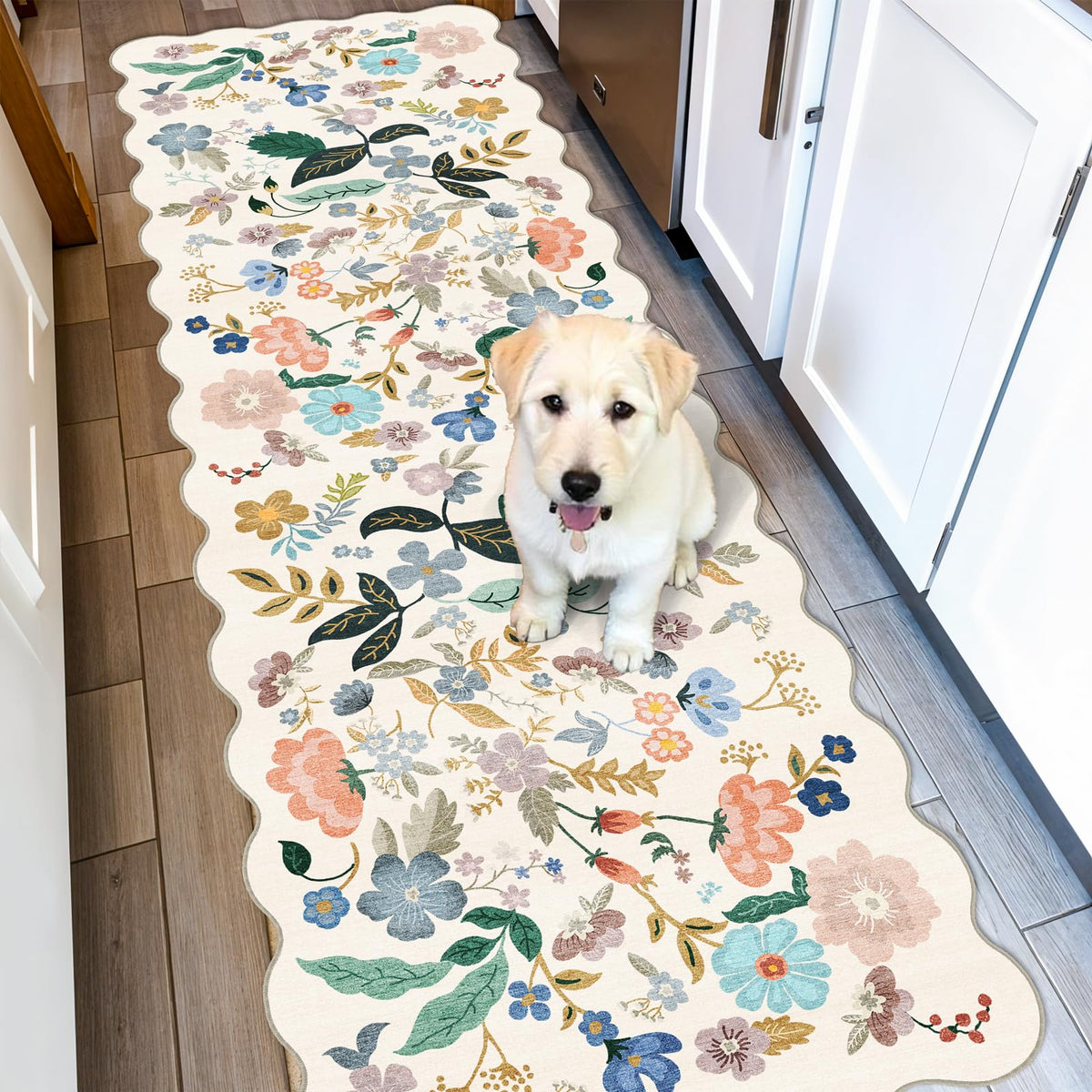 Hallway Washable Runner Rug - 2x10 Kitchen Rugs Entryway Rug Runner Vintage Soft Floor Mat Non Slip Indoor Farmhouse Carpet for Bathroom Living Room Bedroom (2 X 10, Beige)