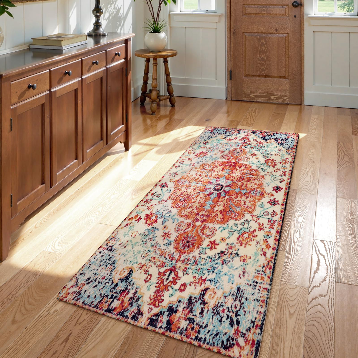 Lahome Felice Boho Tribal 2x3 Washable Small Rugs for Entryway Doormat Indoor Entrance, Throw Rugs with Rubber Backing, Bohemian Soft Non-Slip Bathroom Carpet for Bath Front Door Kitchen Floor