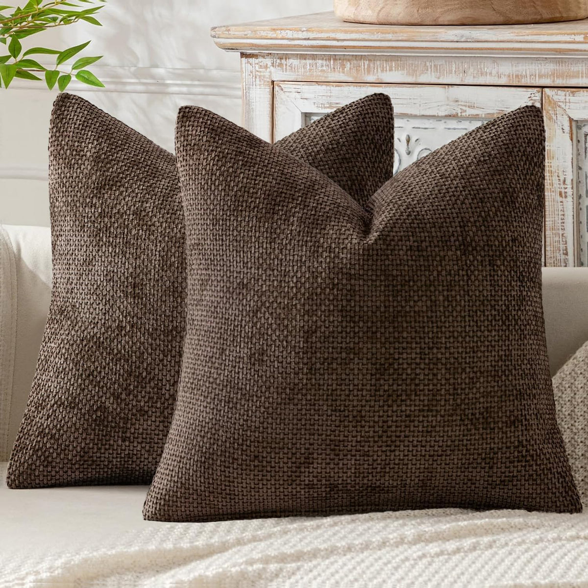 MIULEE Decorative Couch Throw Pillow Covers 18x18 Inch Coastal Blue 2 Pack