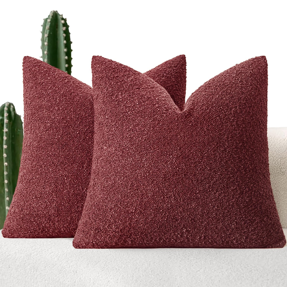 MIULEE 20x20 Decorative Boucle Couch Pillow Covers Brown