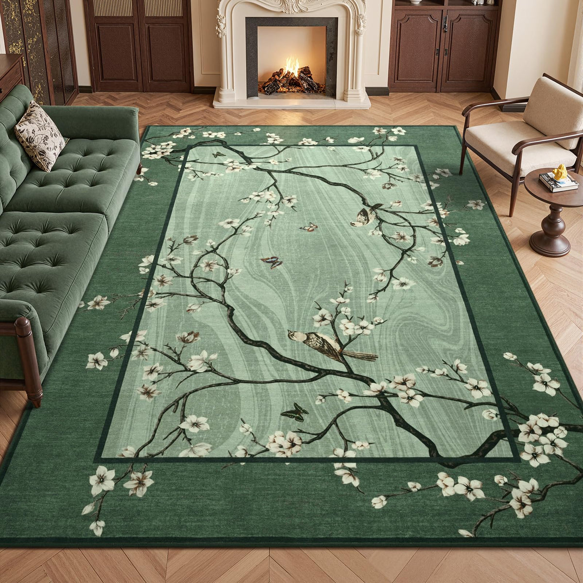 4x6 Purple Oriental Floral Bird Butterfly Throw Area Rug