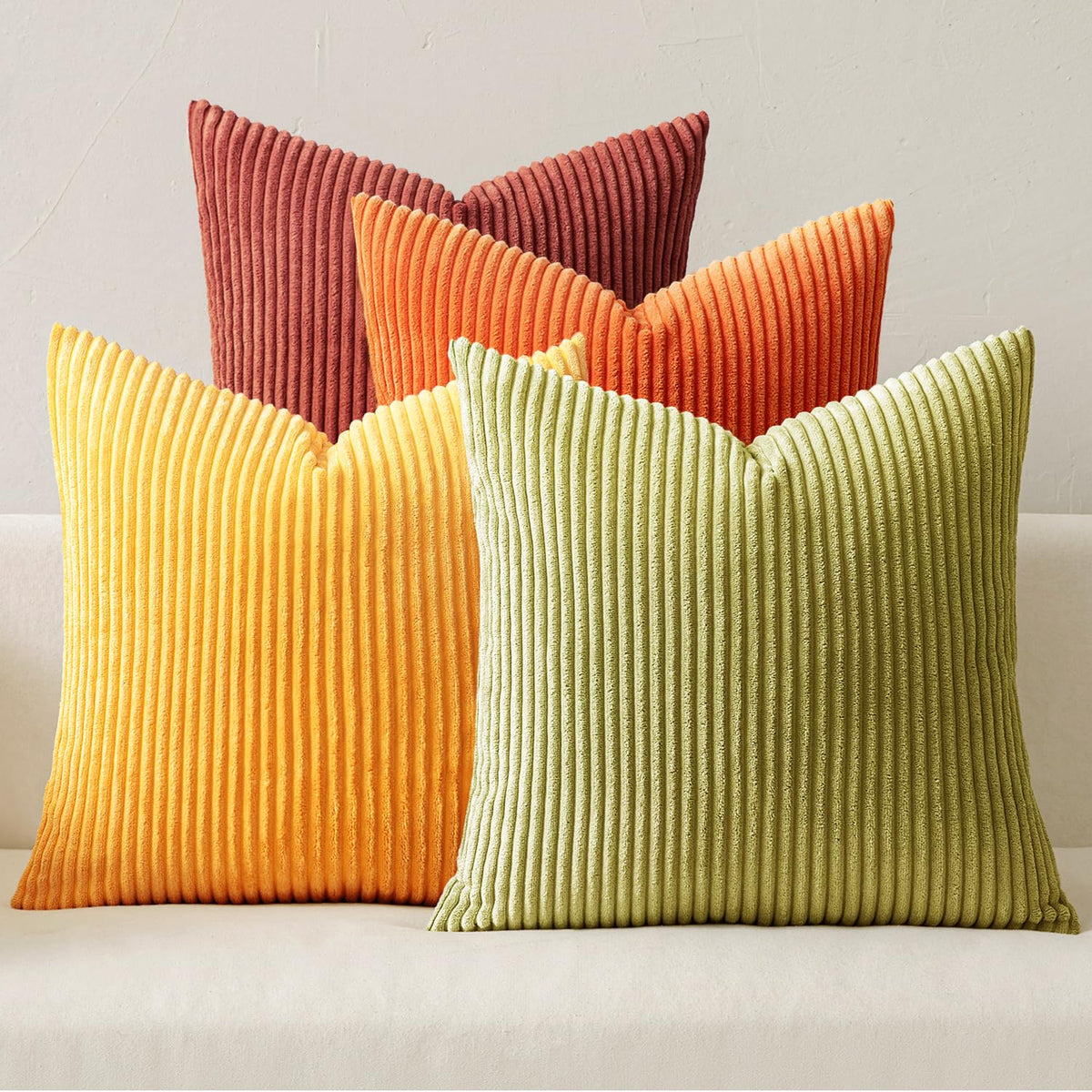 MIULEE Soft Corduroy Decorative Throw Pillow Covers Forest Green 18x18