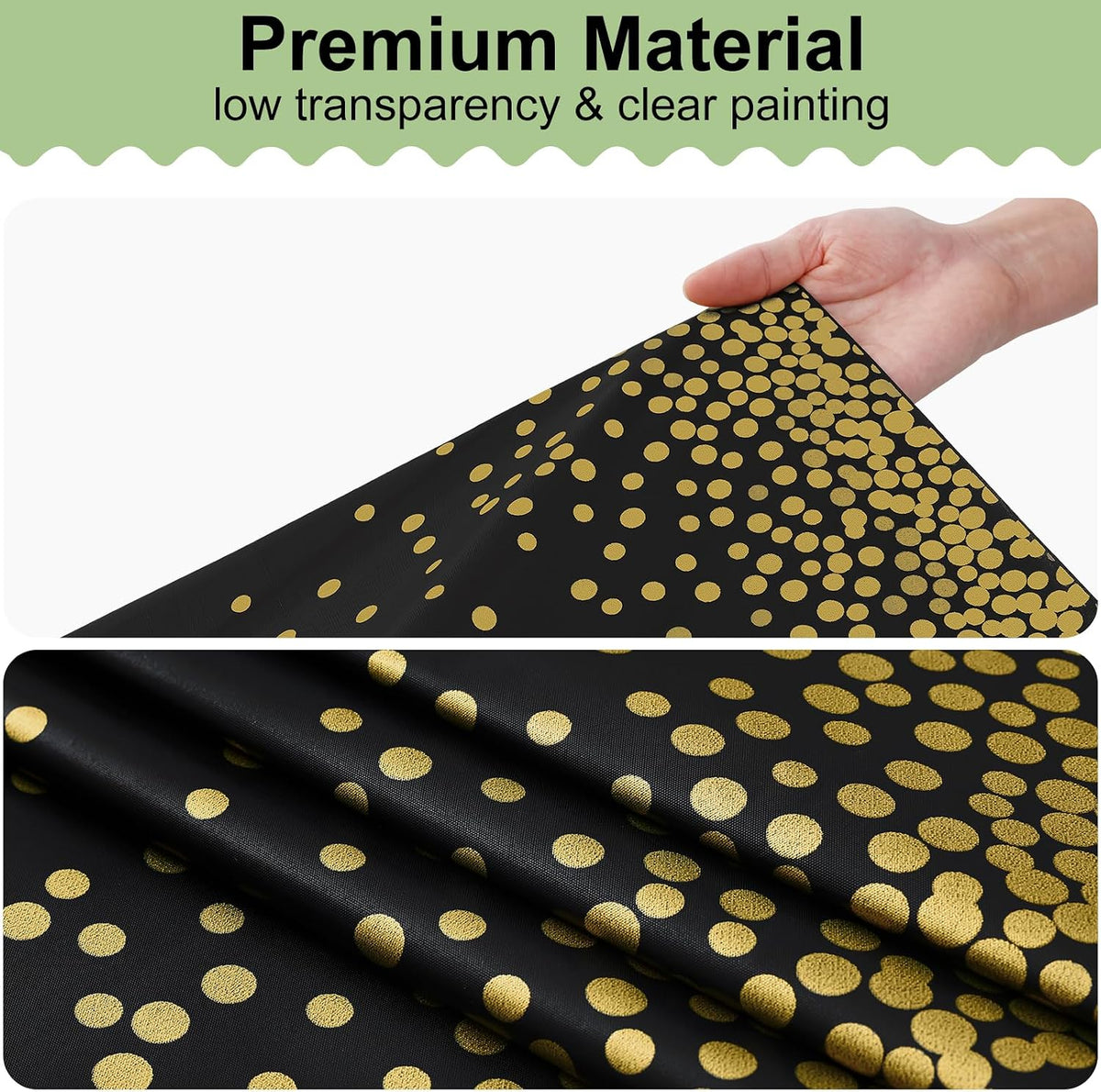 misaya 8 Packs Disposable Plastic Table Cloth, Gold Dots in Black