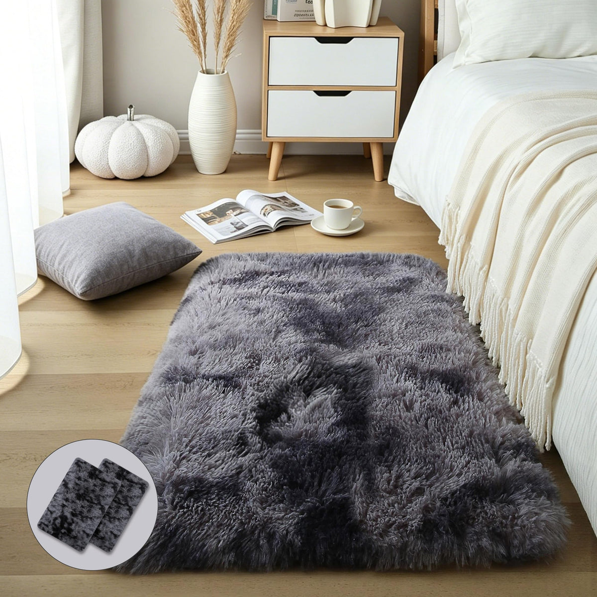 Pink Fluffy 4x6 Area Rugs for Bedroom Girls, Plush Washable Carpet