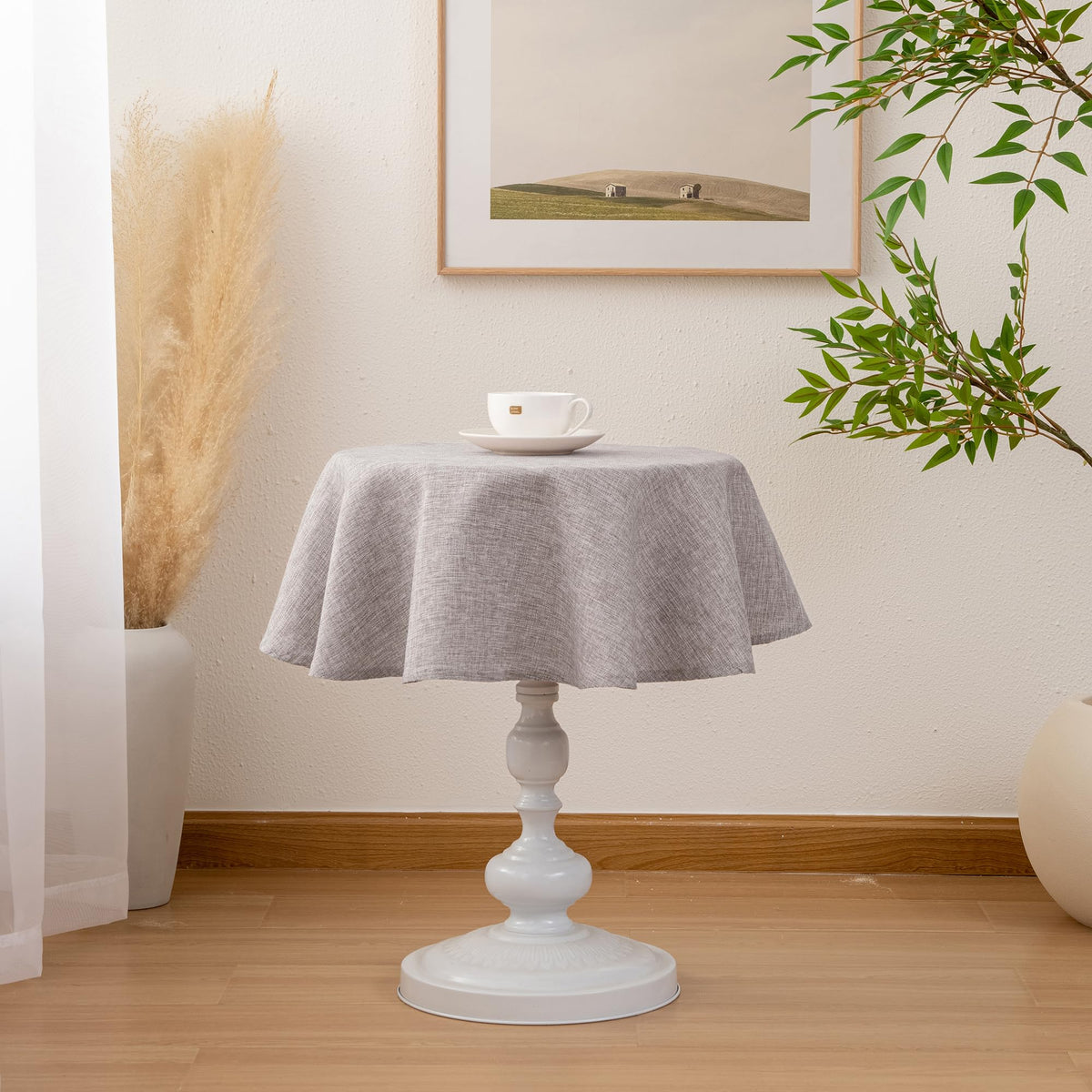 Hiasan Beige Faux Linen Rectangle Tablecloth 54 x 80 Inch for Dining Room