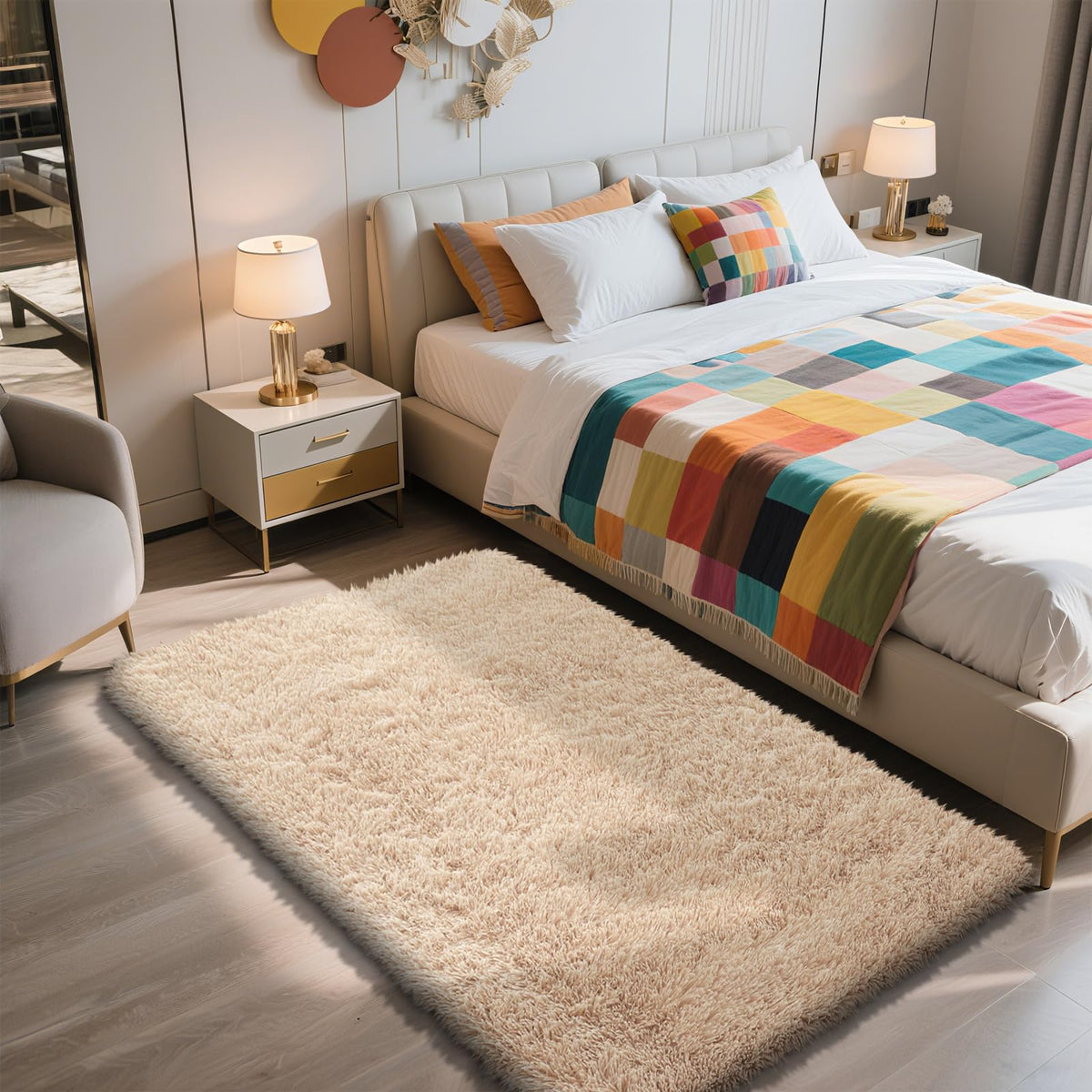 6x9 Black Fluffy Area Rug for Living Room,Large Shag Area Rugs for Bedroom