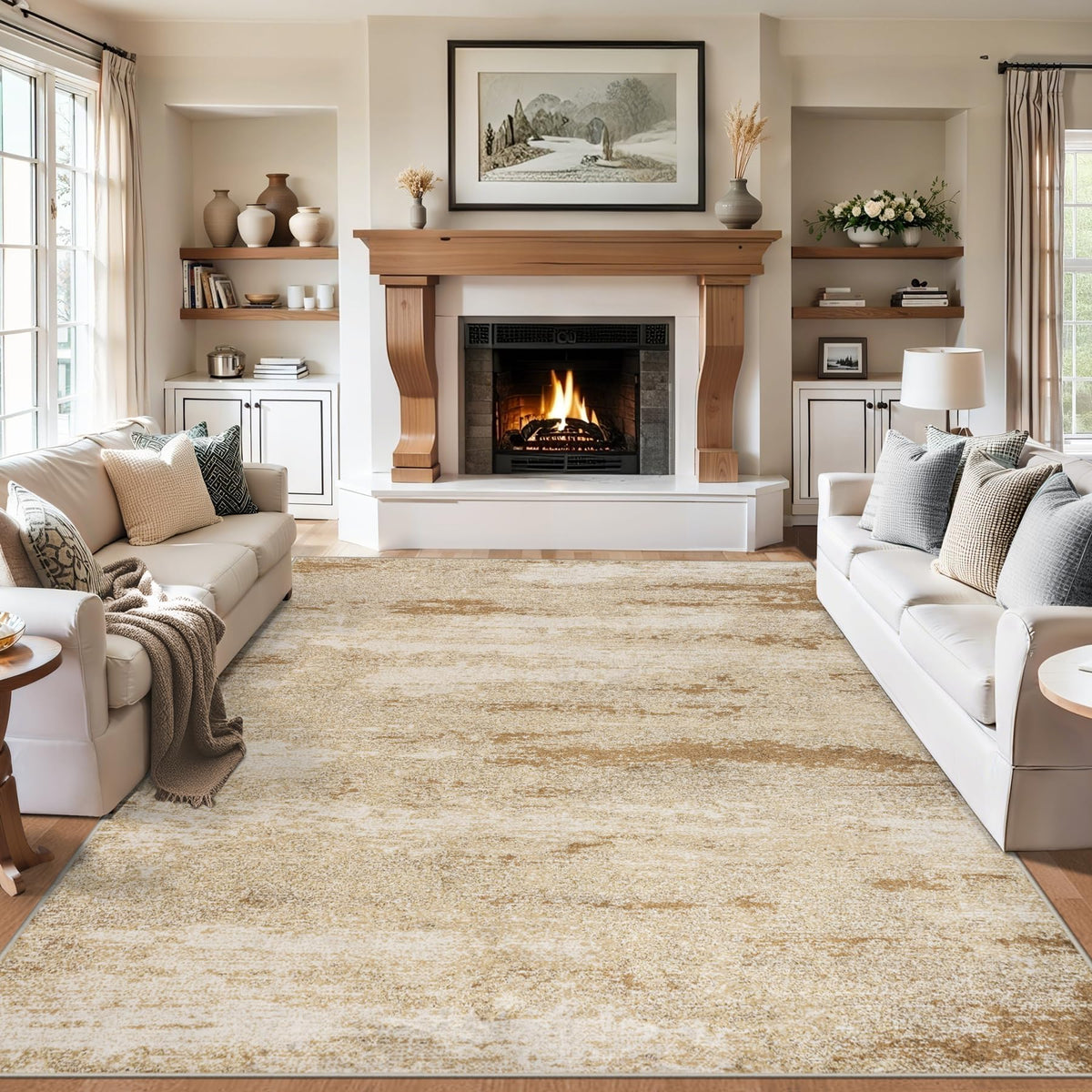 PLHXFR 8x10 Area Rug Living Room: Modern Abstract Washable Carpet Multi