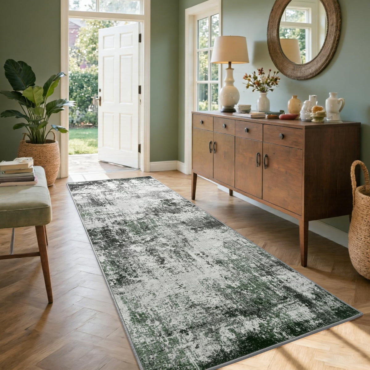 6x9 Ft Large Area Rugs for Living Room, Soft Non-Slip Washable Rugs Modern Abstract Pattern Carpet for Bedroom Indoor Floor Nursery Home Decor (Blue)