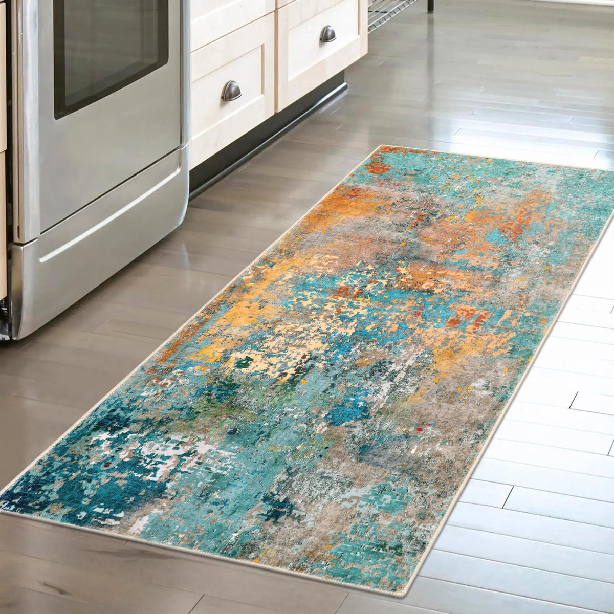 Lahome Modern Abstract Washable 5x7 Area Rugs for Living Room, Colorful Soft Bedroom Rug Low Pile Non Slip,Stain Resistance Dining Room Carpet for Nursery Office Entrance Home Office Decor