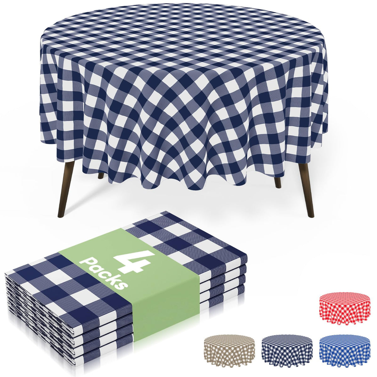 misaya 4 Packs Buffalo Disposable Table Cloth, 54 x 108 Inch Waterproof Plastic Tablecloth, Rectangle Red and White Checkered Table Covers for Picnic, Birthday, Party, Back to School