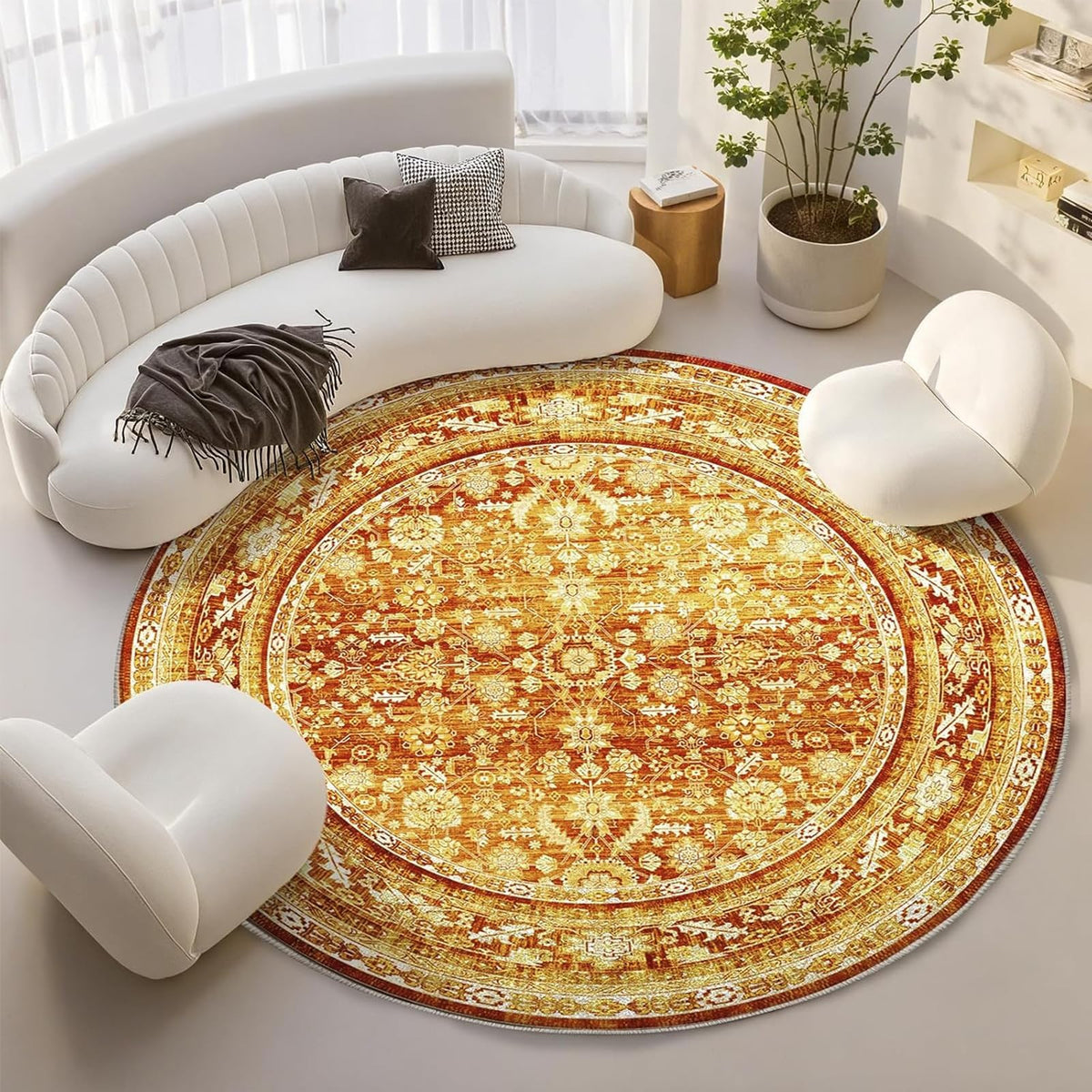 OPPODREAM Vintage Blue Area Rugs 5x7, Washable Rug for Living Room