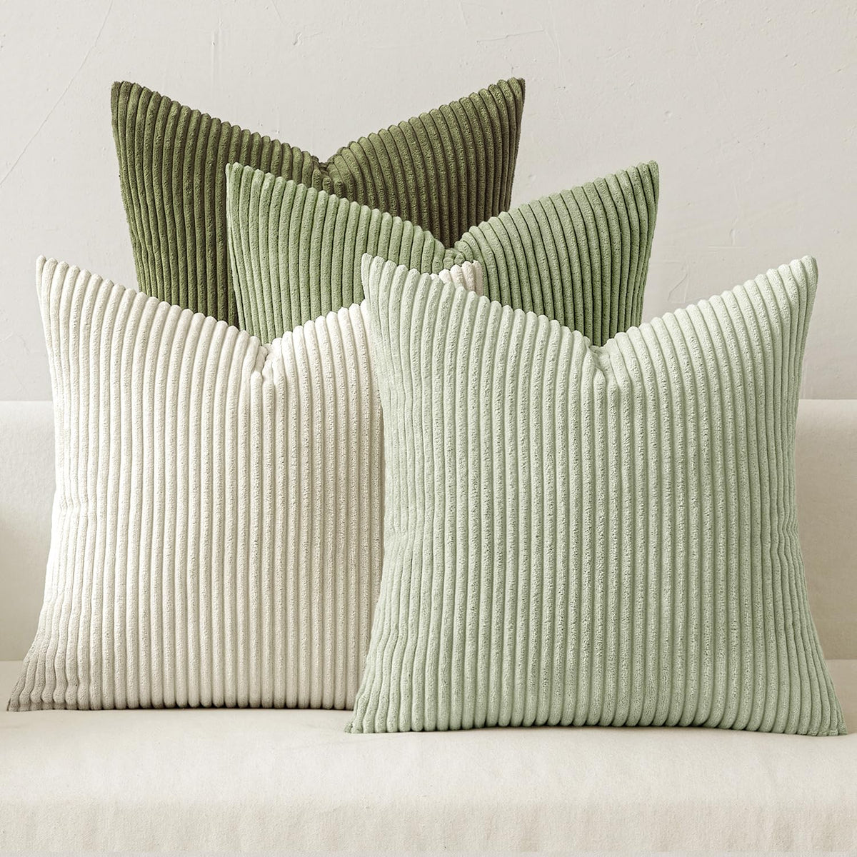 MIULEE Soft Corduroy Decorative Throw Pillow Covers Forest Green 18x18