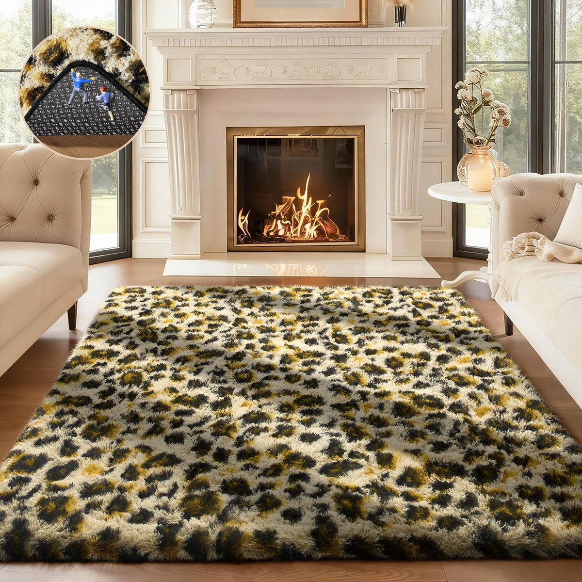 Ophanie Area Rugs for Living Room Bedroom, Washable Non-Slip Fluffy Soft Grey Shag Carpet, Indoor Floor Gray 4x6 Fuzzy Shaggy Living Room Plush Rug for Kids Home Dorm Decor Aesthetic