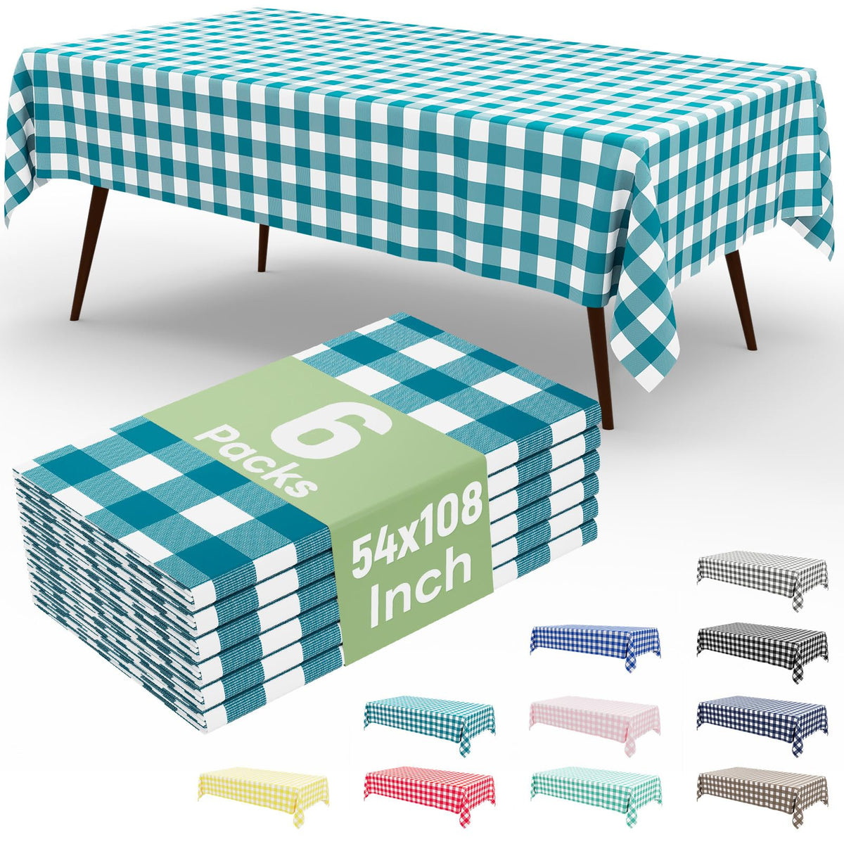misaya 4 Packs Buffalo Disposable Table Cloth, 54 x 108 Inch Waterproof Plastic Tablecloth, Rectangle Red and White Checkered Table Covers for Picnic, Birthday, Party, Back to School