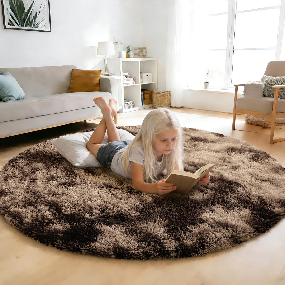 6x9 Black Fluffy Area Rug for Living Room,Large Shag Area Rugs for Bedroom