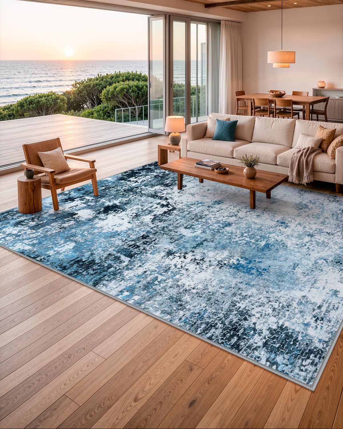 Lahome Modern Abstract Washable 5x7 Area Rugs for Living Room, Colorful Soft Bedroom Rug Low Pile Non Slip,Stain Resistance Dining Room Carpet for Nursery Office Entrance Home Office Decor