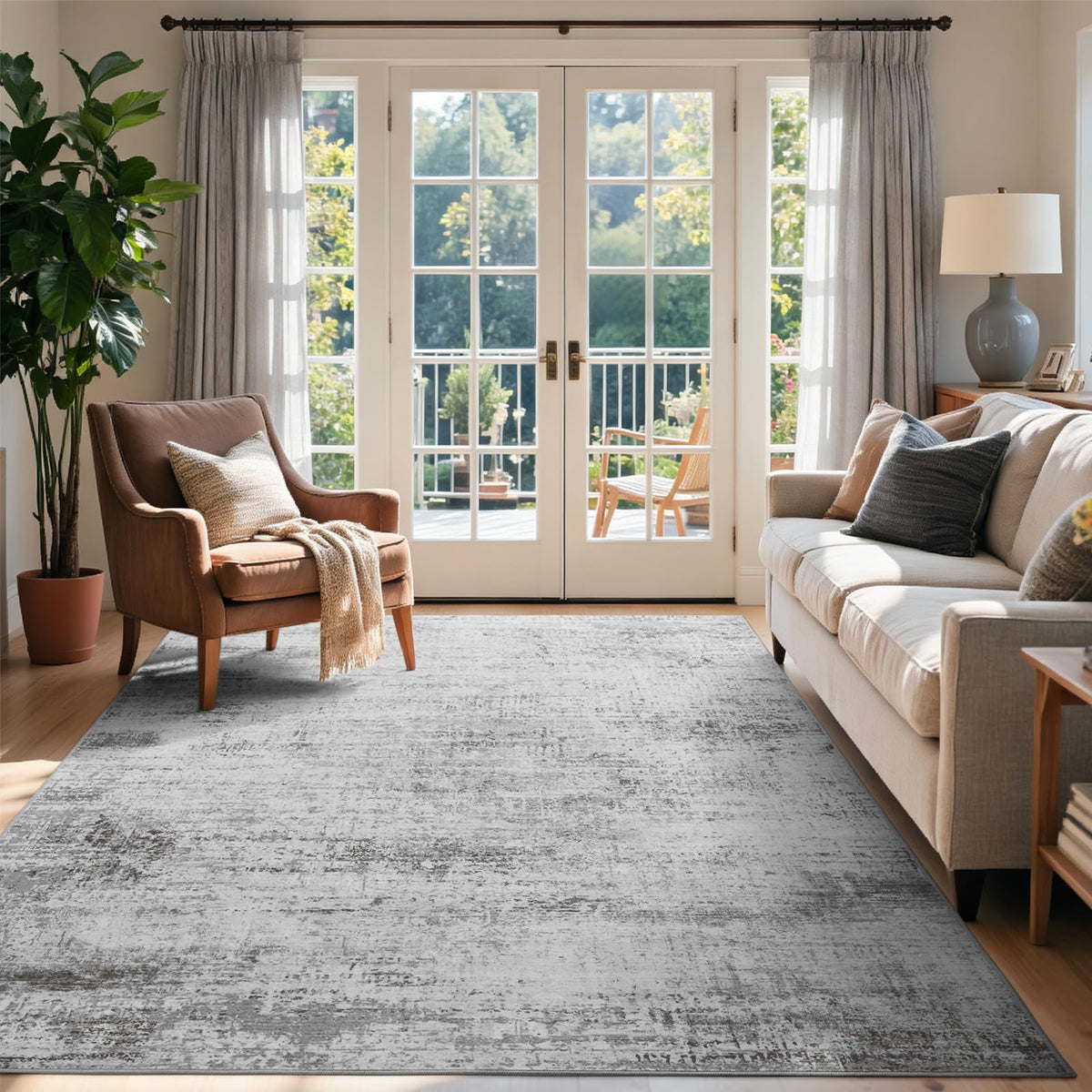 6x9 Ft Large Area Rugs for Living Room, Soft Non-Slip Washable Rugs Modern Abstract Pattern Carpet for Bedroom Indoor Floor Nursery Home Decor (Blue)