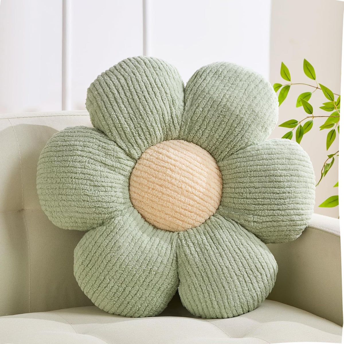 XIAIJIA Flower Pillow, Pink Daisy Throw Pillows, Flower Cushion 15.7 Inch