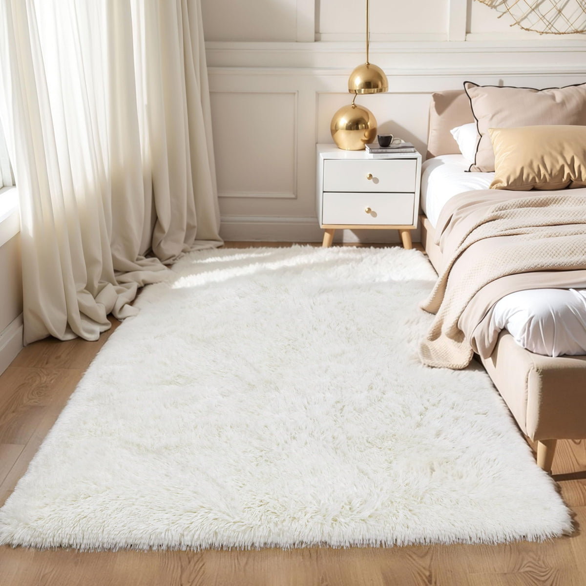 Pink Fluffy 4x6 Area Rugs for Bedroom Girls, Plush Washable Carpet