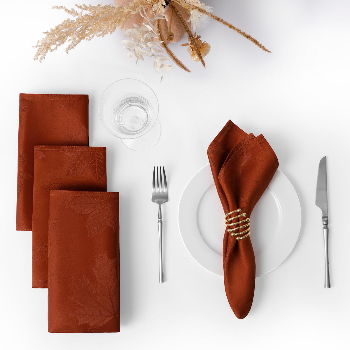 Softalker Fall Jacquard Rectangle Tablecloth, 60 x 84 Inch Burnt Orange