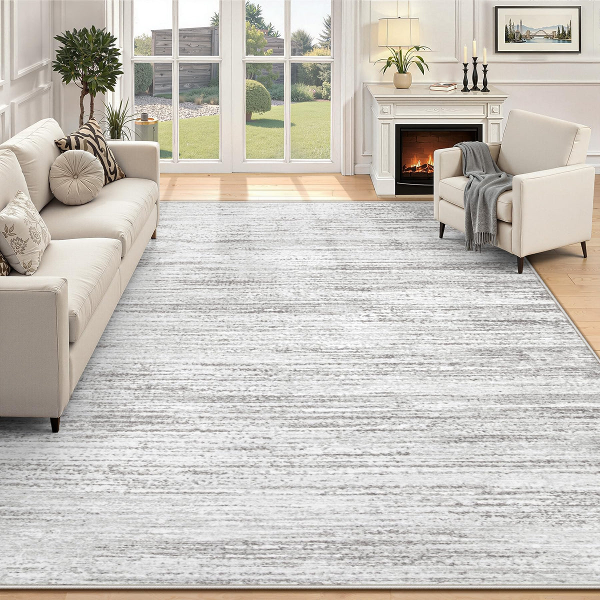 Area Rug 6x9 Living Room Rugs: Washable Modern Rug Non-Slip Soft Rugs Stain Resistant Printed Rug Indoor Carpet for Bedroom Kitchen Dining Room Nursery Home(Beige, 6'x9')